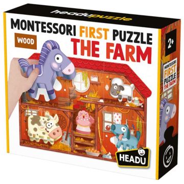 Mon premier Puzzle Montessori, La Ferme, pour enfant de 2 à 4 ans, Headu