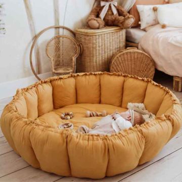 Tapis Jeu et Nid pour Bébé, Bloom de Play&Go, Tapis 3en1, Mustard