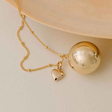 Bola Or Aismée, Coeur de Marie, Bijou Grossesse, Cadeau Bijou Future Maman