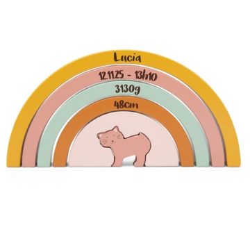 Arc-en-ciel en bois personnalisable Mrs Cat – cadeau de naissance unique