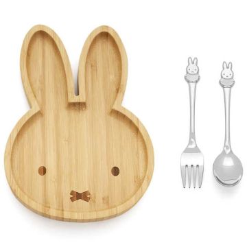 Set assiette bambou et couverts Miffy à graver, Zilverstad
