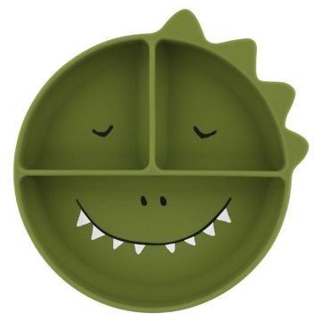 Assiette en silicone avec ventouse et compartiments Mr. Dino — Trixie