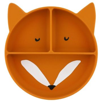 Assiette en silicone avec ventouse et compartiments Mr. Fox — Trixie