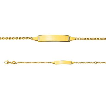 Gourmette bébé 14 ou 16 cm en or jaune 375 – bracelet maille ronde avec plaque de gravure