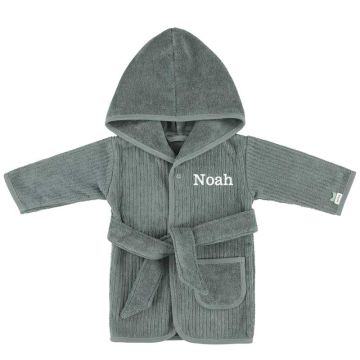 Peignoir Coton Biologique Trixie Baby, à personnaliser avec Prénom Enfant, Hush Petrol