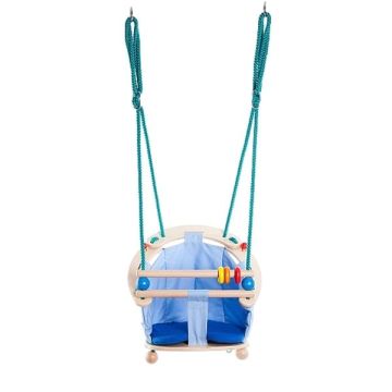 Balançoire Bébé Bajo, Bois et tissu dès 12 mois Swing, Livraison Gratuite