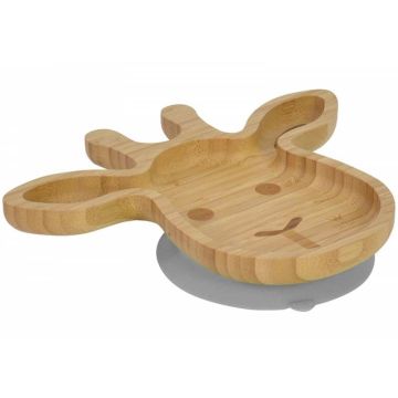 Assiette Bambou FSC Bébé et Enfant avec Ventouse, Girafe, Bambam, BPA Free