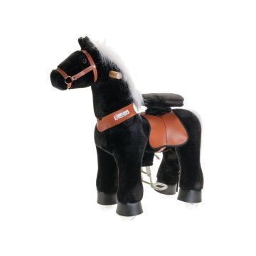 Cheval à roulettes PonyCycle, noir avec crinière blanche, petit modèle pour enfant de 3 à 5 ans