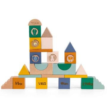 Blocs de construction ville Jouet Bois Trixie Baby, avec personnalisaiton, 31 pièces