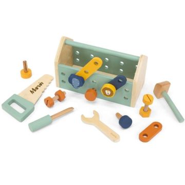 Boîte à outils Jouet en bois avec prénom, Idée Cadeau Noël Enfant 2 ans