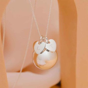 Bola de Grossesse Aismée, à personnaliser avec initialies, Aphrodite, argent