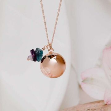 Bola de grossesse plaqué or rose avec pierres naturelles de fluorine,  Aismée