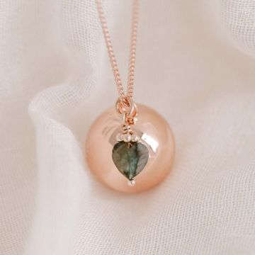 Bola de grossesse or rose avec pierre labradorite, Suzanne Aismée