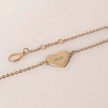 Bracelet médaille Simone pour enfant, plaqué or jaune, personnalisable et ajustable Mon Petit Poids