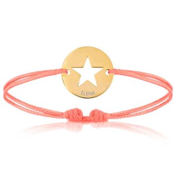 Bijoux Bébé Enfant Garçon ou Fille, Bracelet Cordon rose, étoile or, Aaina & Co, Livraison Gratuite