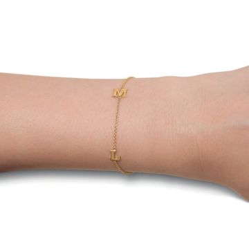 Bracelet Or Maman avec Lettre et Coeur, Fabrication Suisse sur commande, Livraison Gratuite