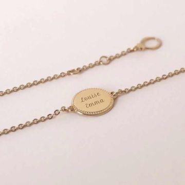 Bracelet médaille Madeleine pour enfant, plaqué or jaune, personnalisable et ajustable Mon Petit Poids