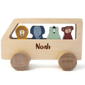 Jouet en bois Trixie Baby à personnaliser avec prénom Enfant, Bus, dès 18 mois