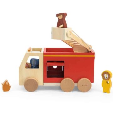 Camion de Pompier, Jouet en Bois, Idée Cadeau Noël Enfant dès 18 mois, Trixie Baby
