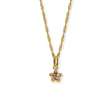 Chainette et Pendentif Fleur, Bijoux Enfant Or 375, Chaine 38 cm, Livraison Gratuite Suisse