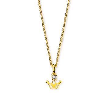 Chainette et Pendentif Couronne, Bijoux Enfant Or 375, Chaine 38 cm, Livraison Gratuite Suisse