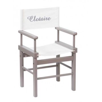 Fauteuil de réalisateur Moulin Roty, avec prénom enfant, gris