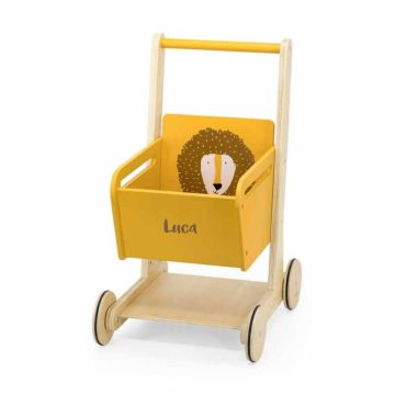 Chariot de courses en bois, Trixie Baby dès 12 mois, cadeau à personnaliser, lion