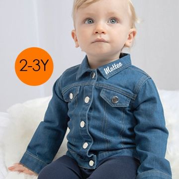 Chemise OekoTex Jeans 100% Cotton, prénom en broderie 2-3 ans