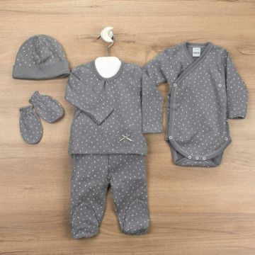 Coffret Naissance Babidu, les Essentiels pour Nouveau Né, 5 pièces anthracite