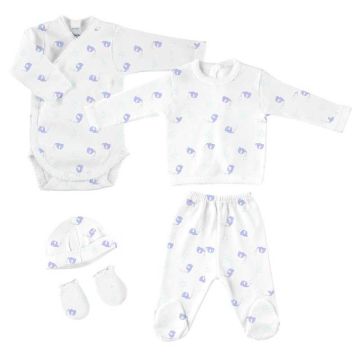 Coffret Naissance Babidu, les Essentiels pour Nouveau Né, 5 pièces éléphant bleu