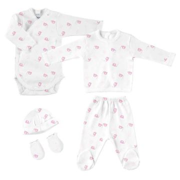 Coffret Naissance Babidu, les Essentiels pour Nouveau Né, 5 pièces éléphant rose