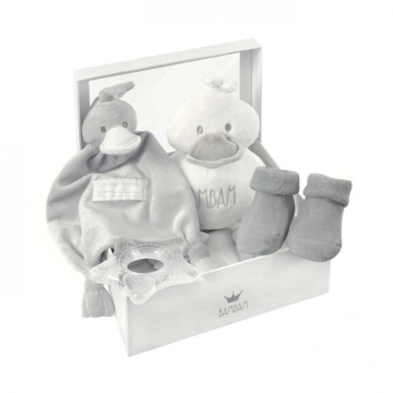 Coffret naissance Idée Cadeau Nouveau Né Bambam blanc - gris, Livraison Gratuite