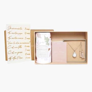 Coffret Bientot Maman, Cadeau Bola argent Ilado, Tatouages temporaires et Tisane Grossesse
