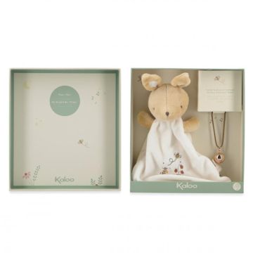 Coffret cadeau grossesse, collier bola et doudou lapin, Kaloo