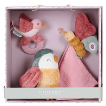 Coffret cadeau Naissance Little Dutch, avec doudou à personnaliser, Flowers & Butterflies
