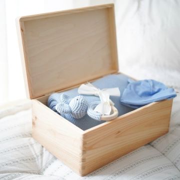 Coffret Naissance 100% Douceur, Couverture personnalisée, Bonnet et Hochet, Maylily bleu