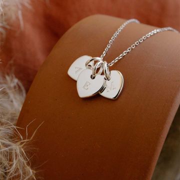 Collier Maman, 3 coeurs à personnaliser, argent, Bijou Fête des mères, Sasha Aismée