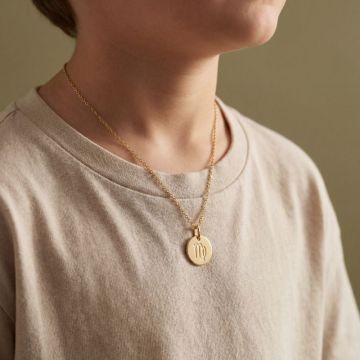 Collier signe Vierge personnalisé pour enfant – Gravure prénom et date de naissance