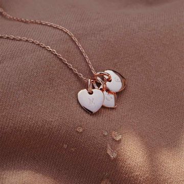 Collier Maman, 3 coeurs à personnaliser, or rose, Bijou Fête des mères, Sasha Aismée
