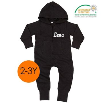 All in One OekoTex, Ensemble Enfant, idée cadeau à personnaliser, Combinaison 2-3 ans, noir