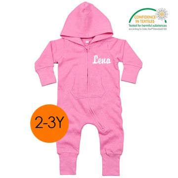 All in One OekoTex, Ensemble Fille, idée cadeau à personnaliser, Combinaison 2-3 ans, rose