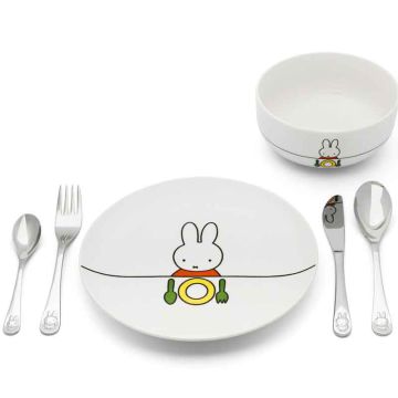 Coffret couverts et vaisselle Miffy à personnaliser, 6 pièces, Zilverstad