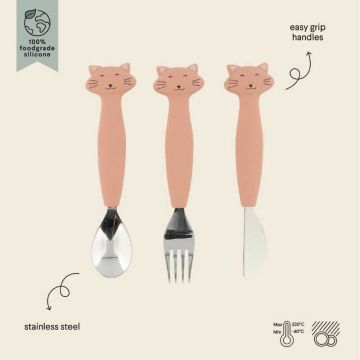 Couverts 3 pièces en silicone, Mrs. Cat de Trixie Baby