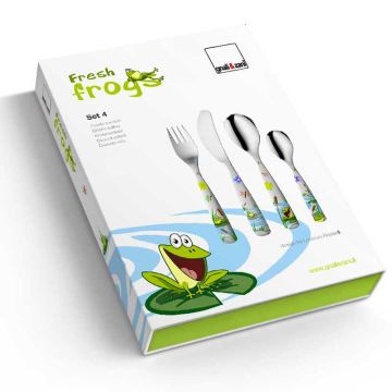 Couverts pour enfant Gnali et Zani, Grenouilles, 4 pièces à graver
