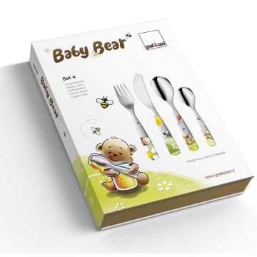 Couverts pour enfant Gnali et Zani, Petit ours, 4 pièces à graver