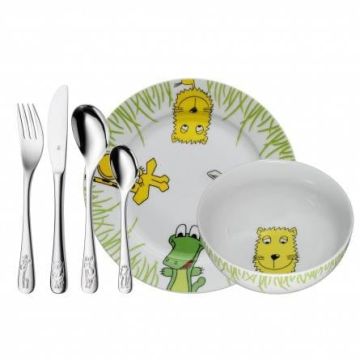 Coffret couverts et assiette Safari à graver, WMF