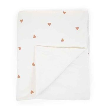 Couverture bébé Mousseline Childhome à personnaliser prénom enfant, coeurs