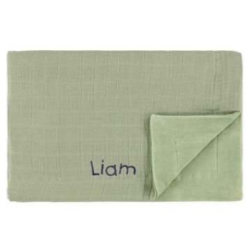 Couverture 100x75 cm, 100% coton biologique, vert bliss sage de Trixie Baby