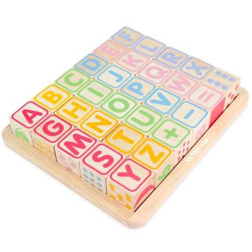 Cubes en bois colorés pour enfants dès - Lettres, Chiffres, Formes et Couleurs, dès 12 mois