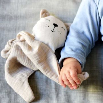 Doudou Gaze de Coton 100% bio, Matière organique, Ours blanc, aPunt, Livraison Gratuite